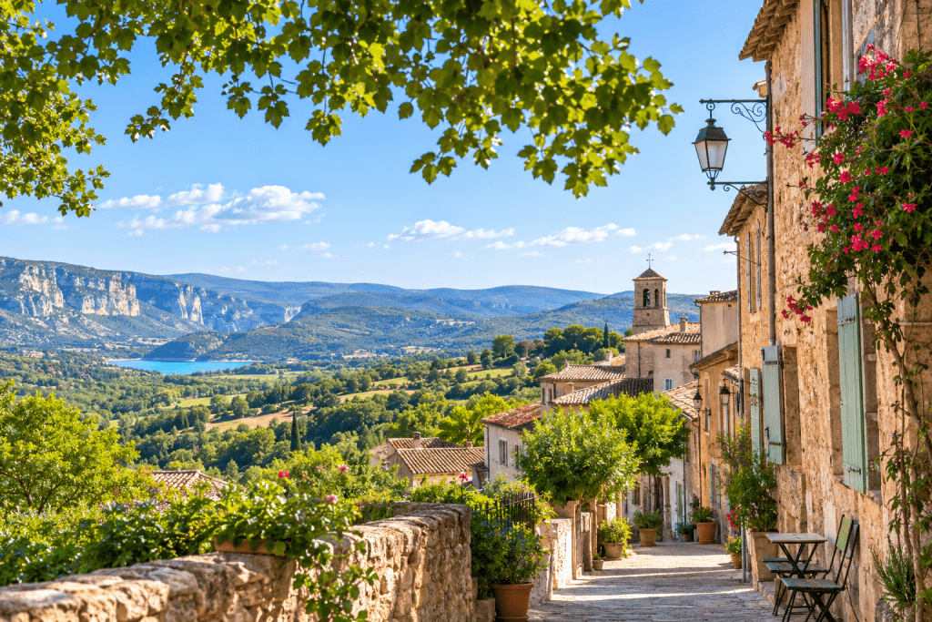 Vue de Tavernes en Provence Verte, village du Var proche des Gorges du Verdon et du lac de Quinson